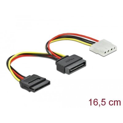 DeLock cable SATA 15 pin male to Molex 4 pin female + SATA 15 pin female