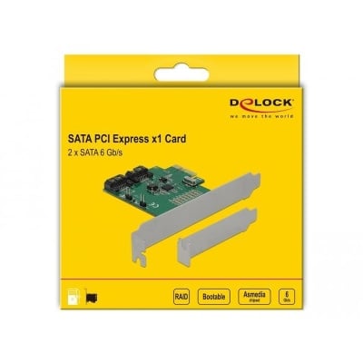 Delock card PCIe x1 to 2 port SATA, RAID