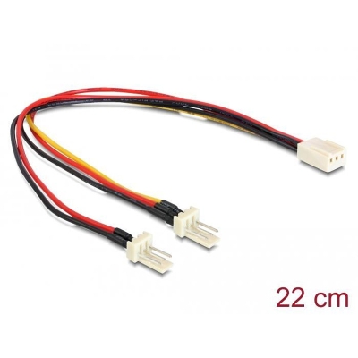 DeLock cable Molex, 3 pin female - 2 x Molex 3 pin male (fan), 22 cm