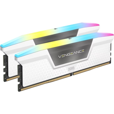 Памет CORSAIR VENGEANCE RGB DDR5 64GB (2x32GB) DDR5 6000 CL30-36-36-76 1.40V Intel XMP & AMD EXPO - White