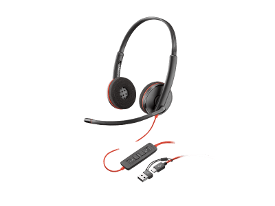 Слушалки HP Poly Blackwire 3220 8X228A6 Stereo USB-C +USB-C/A Adapter Bulk