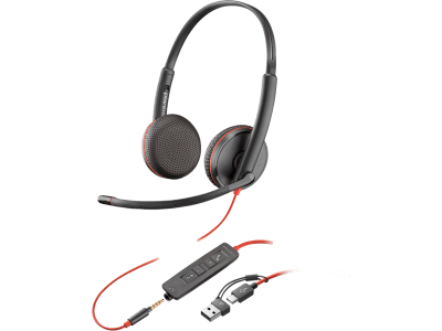 Слушалки HP Poly Blackwire 3225 Стерео USB-C слушалка +3,5 мм жак +USB-C/A адаптер 8X229A6