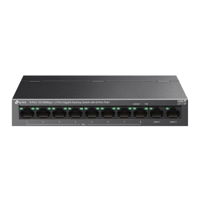 8-портов 10/100Mbps + 2-портов гигабитов настолен комутатор TP-Link LS1210P с 8 PoE+ порта
