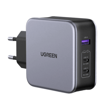 Зарядно устройство Ugreen NEXODE CD289 90549, 220V, 2xUSB-C, 1xUSB A, GaN, 140W