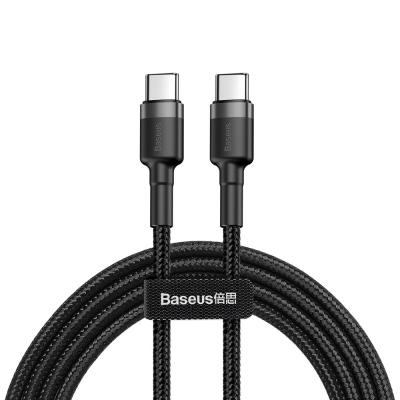 Кабел Baseus Cafule USB-C PD /USB-C PD PD2.0 60W 20V 3A QC3.0 2м CATKLF-HG1 - черен/сиво