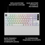 Геймърска механична клавиатура Logitech G Pro X2 RAPID TKL, Magnetic Analog Linear Switch - Бял