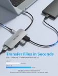 Vention докинг станция Docking Station Type-C - TOJHB - HDMI x 1, USB3.0 x 3, USB-C PD100W x 1, SD/TF
