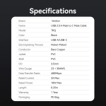 Vention Кабел USB 2.0 AM / USB-C M 0.25m - TRQBAC