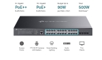 24-портов гигабитов и 4-портов 10GE SFP+ L2+ управляван комутатор TP Link Omada SG3428XMPP с 16-портов PoE+ и 8-портов PoE++