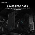 DeepCool охладител CPU Cooler AK400 Zero Dark - LGA1700/AM5