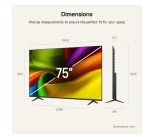 Телевизор LG 75NU850B3LA, 75" 4K Ultra HD Smart TV, 3840x2160, DVB-T2/C/S2, Alpha 7 AI Processor, HDR10 / HLG, webOS 26 ThinQ, VRR / ALLM / HGiG, 4K Super Upscaling, WiFi 5, Voice Controll, Bluetooth 5.3, AirPlay 2, LAN, CI, HDMI eARC,AI Sound Pro, Google