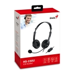 Genius слушалки с микрофон Headset HS-230U - USB, Mic, Black