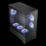 Gamdias кутия Case mATX - AURA GC12 ARGB BK - 6 x 120 mm A-RGB, USB-C, Tempered Glass