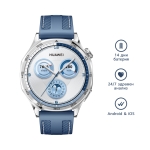 Часовник Huawei Watch GT5  Vili-B19W, 1.43", Amoled 466x466 PPI 326, BT5.2 BLE/BR/EDR, 5ATM, 524mAh, Screenshot sharing, support message input, message notifications, Battery life up to 14 days, Compatible with iOS and Android devices, Blue Woven