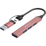 CANYON hub DS-02 4in1 USB-A/C Pink