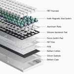 MCHOSE геймърска механична клавиатура Gaming Mechanical Keyboard Ace 68 Air - 8K, Mount Tai Magnetic Switch GT [Tactile] (English US), Black