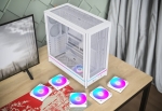 Montech кутия Case ATX - HS01 PRO (W) - 5 x 120 mm ARGB Fans, USB-C, White