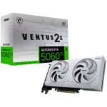 MSI Video Card NVIDIA GeForce RTX 5060 Ti 8G VENTUS 2X OC WHITE PLUS, 8GB GDDR7, 128-bit, 2617 MHz Boost, 4608 CUDA Cores, PCIe 5.0 (x8), 3x DP 2.1b, HDMI 2.1b, RAY TRACING, Dual Fan, 180W TDP, 8-pin PCIe Power, G-SYNC, 2-Slot, 3Y