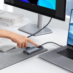 Докинг станция Baseus Metal Gleam Series II 155478 6-в-1 USB-A/USB-C/USB-C PD/HDMI/RJ45 - черен