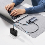 Докинг станция Baseus Metal Gleam Series II 155478 6-в-1 USB-A/USB-C/USB-C PD/HDMI/RJ45 - черен