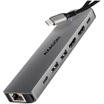 AXAGON HMC-7HX2 USB-C 3.2 Gen 1 hub, 2x USB-A + 1x USB-C, 2x HDMI 4K 60Hz, GLAN, PD 100W, 15cm USB-C cable