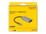 Адаптер Delock, USB-C мъжко - HDMI женско, Ultra HD, 8K, Сив