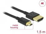 Кабел Delock HDMI-A мъжко - Micro HDMI-D мъжко,18 Gbit/s, 4K, 1.5 м, Черен