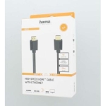 Кабел HAMA High-Speed, HDMI мъжко - HDMI мъжко, 4K, 18GB/s, Ethernet, 5 м, Позл. конектори, Черен
