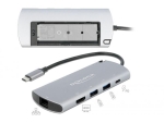 Докинг станция Delock USB-C, M.2 слот за SSD, HDMI, Gigabit LAN, 2xUSB-A, USB-C, Сива