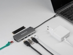Докинг станция Delock USB-C, M.2 слот за SSD, HDMI, Gigabit LAN, 2xUSB-A, USB-C, Сива