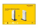 Докинг станция Delock, За MacBook, HDMI Full-HD, USB 3.2, LAN, Audio, Черен/Бял