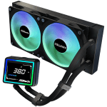Asrock Challenger 240 Digital, AiO liquid cooler, ARGB, Digital display, 240 mm radiator, AM5, AM4, LGA1851, LGA1700, 90-ACLA36-BAAGA6, Black, 6Y