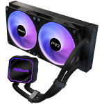 Asrock Pro 240 ARGB, AiO liquid cooler, 240 mm radiator, AM5, AM4, LGA1851, LGA1700, 90-APRA36-BAAGA6, Black, 6Y