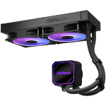 Asrock Pro 240 ARGB, AiO liquid cooler, 240 mm radiator, AM5, AM4, LGA1851, LGA1700, 90-APRA36-BAAGA6, Black, 6Y