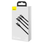 Кабел Baseus Superior 3 в 1 USB-C към Lightning, microUSB и USB-C, 1.5м CAMLT-SC01 - черен
