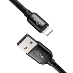 Кабел Baseus Rapid 3 в 1 USB-А към Type C/Lightning/MicroUsb, 3A, 1.2м, черен