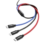 Кабел Baseus Rapid 3 в 1 USB-А към Type C/Lightning/MicroUsb, 3A, 1.2м, черен