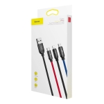 Кабел Baseus Rapid 3 в 1 USB-А към Type C/Lightning/MicroUsb, 3A, 1.2м, черен