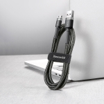 Кабел Baseus Cafule USB-A към Micro USB QC3.0 2.4A 1м CAMKLF-BG1 - черен/сив