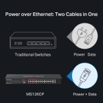 24-портов 10/100 Mbps + 2-портов Gigabit Rackmount комутатор с 24 PoE+ порта Mercusys MS126CP