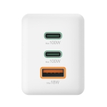 HAMA Комплект Бързо зарядно и кабел за зареждане, 100 W GaN, 2x USB-C PD, 1x USB-A QC