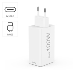 HAMA Комплект Бързо зарядно и кабел за зареждане, 100 W GaN, 2x USB-C PD, 1x USB-A QC