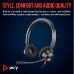 Слушалки HP Poly Blackwire 3320 Stereo Microsoft Teams Certified USB-C +USB-C/A адаптер 8X220AA