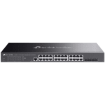 TP-Link SG3428 Omada 24-Port Gigabit L2+ Managed Switch with 4 SFP Slots, 24× Gigabit RJ45 ports and 4× Gigabit SFP slots, Omada APP, Static Routing, VLAN, ACL, QoS, IGMP Snooping, OAM, DDM, ERPS, Fanless, 1U, Zero-TouchProvisioning, ERPS