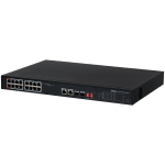 Dahua 18-Port Unmanaged Desktop PoE Switch, Layer 2, 16x 10/100 PoE port, 2x 10/100/1000 uplink, 2x SFP 1000 Mbps,