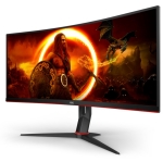 Монитор AOC CU34G2XP/BK, 34" Curved 1500R VA, WLED, 3440x1440@180Hz, 1ms GtG, 1ms MPRT, 430 cd/m2, 4000:1, 80M:1 DCR, Tilt, Height Adjust, Swivel, 2xHDMI, 2xDP, USB hub