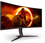 Монитор AOC CU34G2XP/BK, 34" Curved 1500R VA, WLED, 3440x1440@180Hz, 1ms GtG, 1ms MPRT, 430 cd/m2, 4000:1, 80M:1 DCR, Tilt, Height Adjust, Swivel, 2xHDMI, 2xDP, USB hub