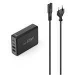 HAMA Зарядна станция 65 W, GaN, Fast Charger, 2 x USB-C, 2 x USB-A, PD