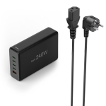 HAMA Зарядна станция 240 W, GaN, Fast Charger, 4 x USB-C, 1 x USB-A, PD