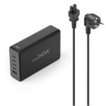 HAMA Зарядна станция 240 W, GaN, Fast Charger, 4 x USB-C, 1 x USB-A, PD